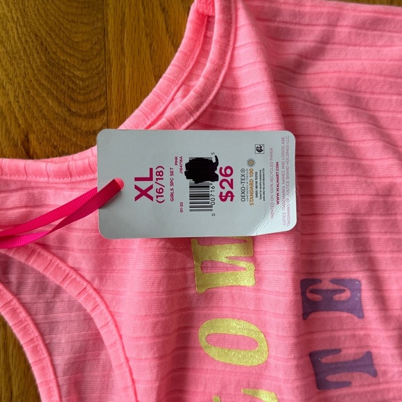 Justice Pink Pajama Set 3 pieceRuffle tank,short Pajama size 16/18 XL - Picture 9 of 13